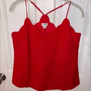 J Crew red scalloped cami top new